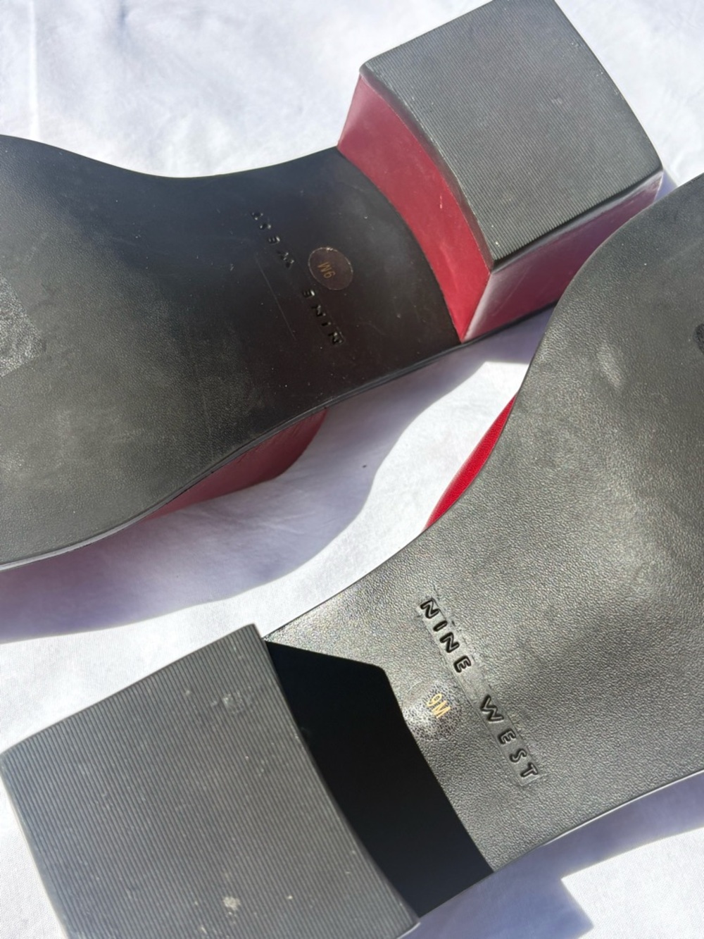 Nine West Red Leather Open-Toe Slide Mules - Picture 4 of 6